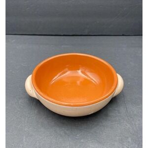 Vintage De Silva Terracotta Bowl Handled Italy Orange Glaze MCM 1960s Italian
